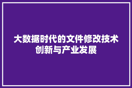 大数据时代的文件修改技术创新与产业发展