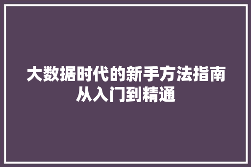 大数据时代的新手方法指南从入门到精通