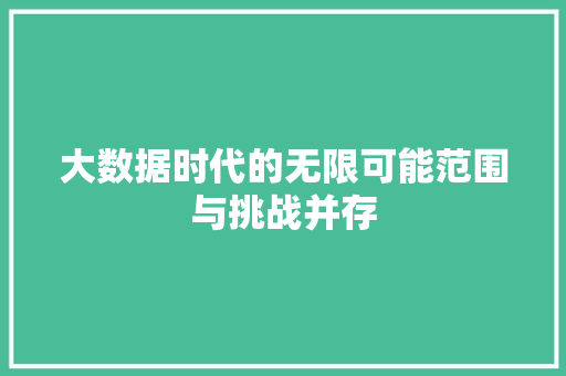 大数据时代的无限可能范围与挑战并存  第1张