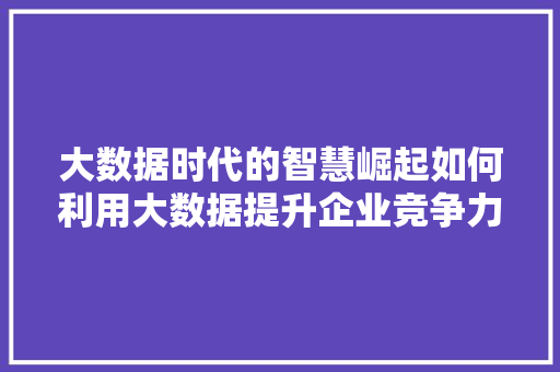 大数据时代的智慧崛起如何利用大数据提升企业竞争力  第1张