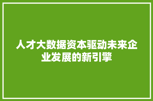 人才大数据资本驱动未来企业发展的新引擎  第1张