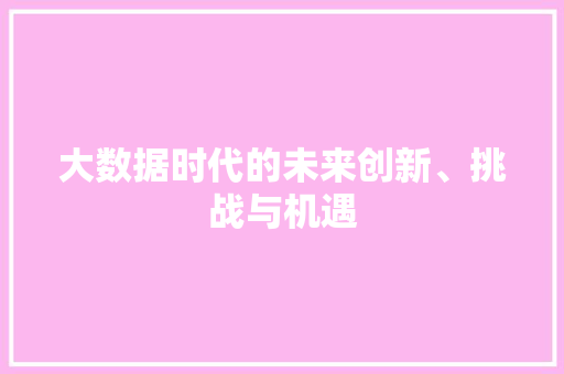 大数据时代的未来创新、挑战与机遇  第1张