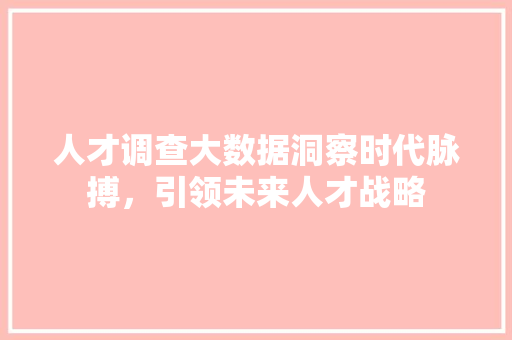 人才调查大数据洞察时代脉搏，引领未来人才战略  第1张
