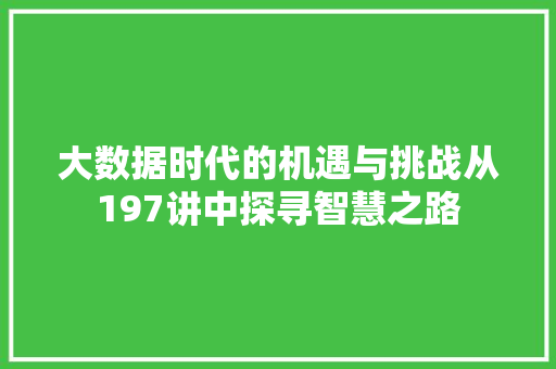 大数据时代的机遇与挑战从197讲中探寻智慧之路  第1张