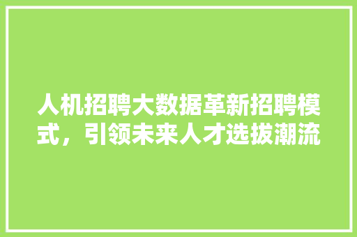 人机招聘大数据革新招聘模式，引领未来人才选拔潮流  第1张