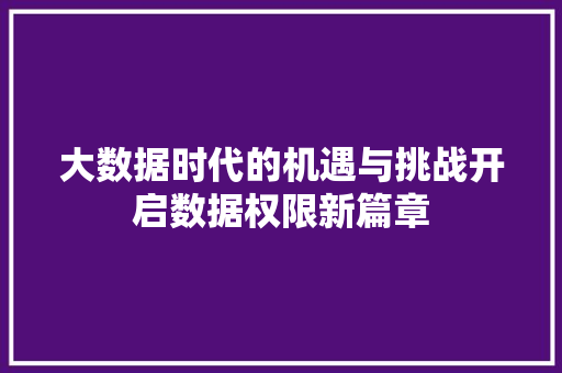 大数据时代的机遇与挑战开启数据权限新篇章
