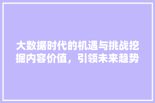 大数据时代的机遇与挑战挖掘内容价值，引领未来趋势  第1张