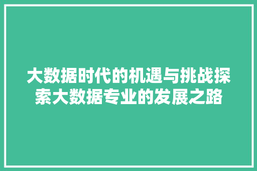 大数据时代的机遇与挑战探索大数据专业的发展之路  第1张