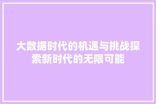 大数据时代的机遇与挑战探索新时代的无限可能  第1张