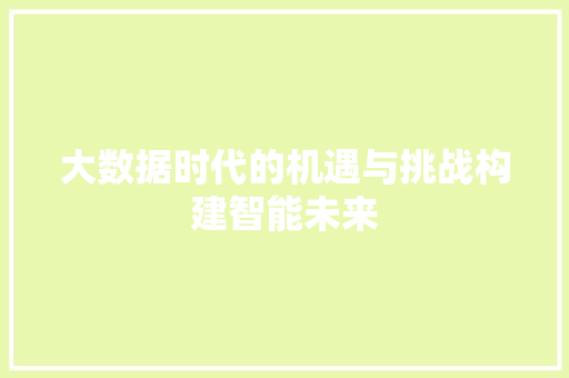 大数据时代的机遇与挑战构建智能未来  第1张