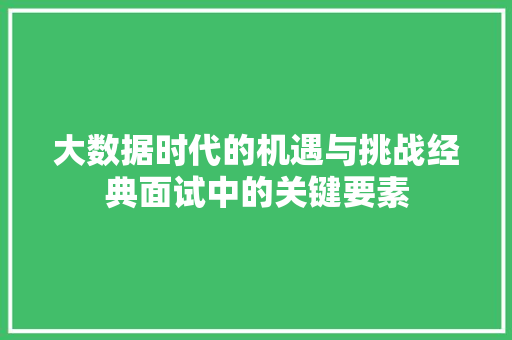 大数据时代的机遇与挑战经典面试中的关键要素  第1张
