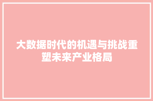 大数据时代的机遇与挑战重塑未来产业格局  第1张