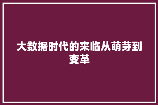 大数据时代的来临从萌芽到变革  第1张