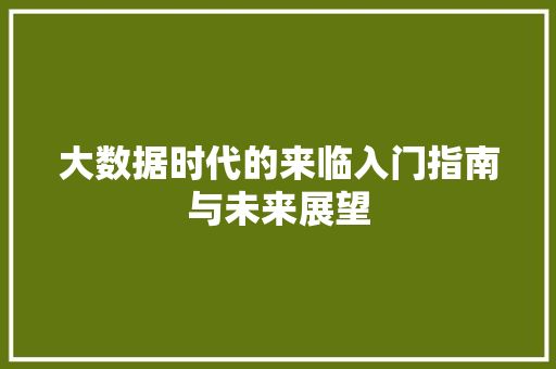 大数据时代的来临入门指南与未来展望  第1张