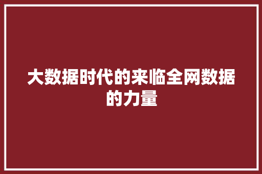 大数据时代的来临全网数据的力量  第1张