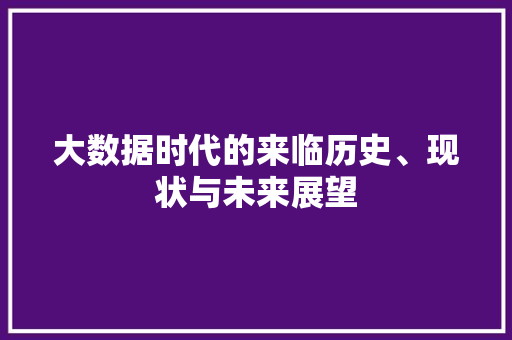 大数据时代的来临历史、现状与未来展望  第1张