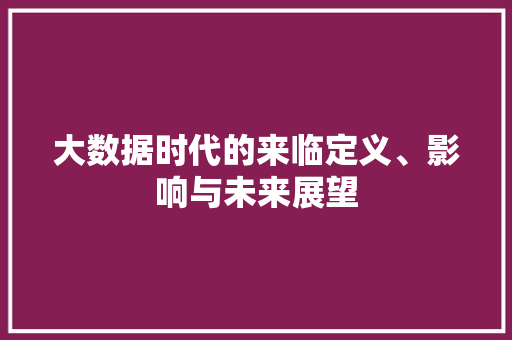大数据时代的来临定义、影响与未来展望  第1张