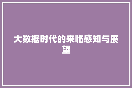 大数据时代的来临感知与展望  第1张