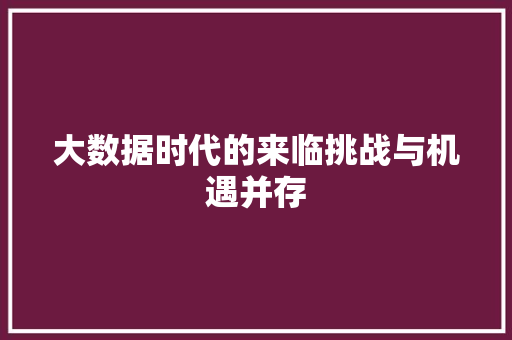 大数据时代的来临挑战与机遇并存  第1张