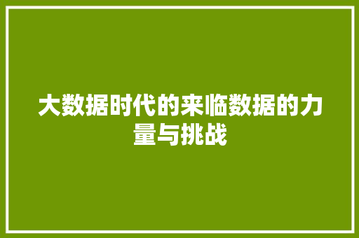 大数据时代的来临数据的力量与挑战
