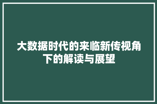 大数据时代的来临新传视角下的解读与展望  第1张