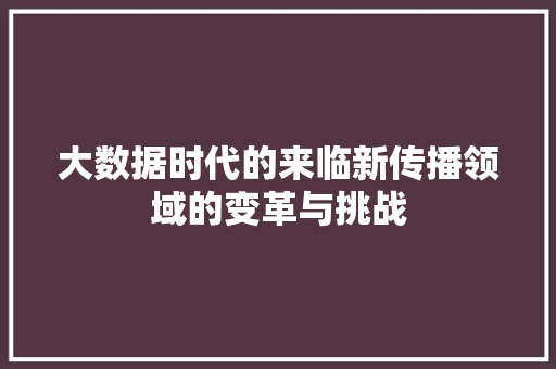 大数据时代的来临新传播领域的变革与挑战  第1张