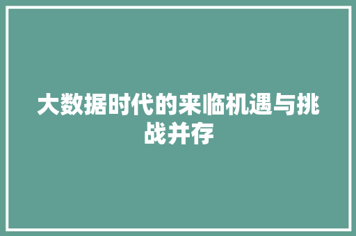 大数据时代的来临机遇与挑战并存