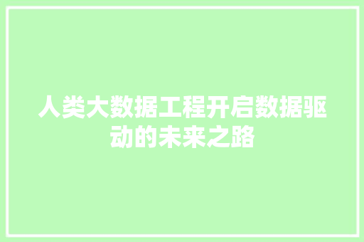 人类大数据工程开启数据驱动的未来之路  第1张
