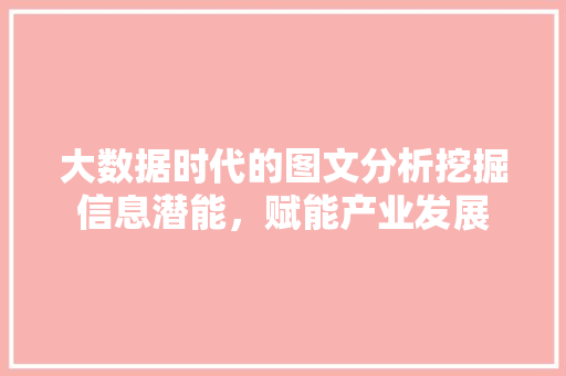大数据时代的图文分析挖掘信息潜能，赋能产业发展  第1张