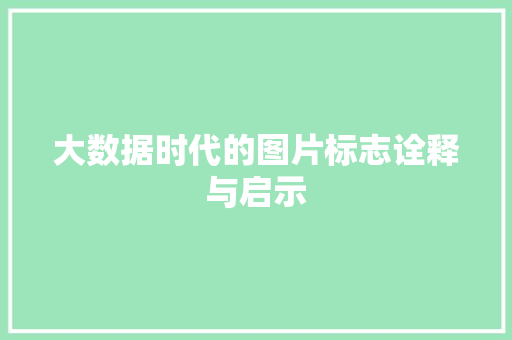 大数据时代的图片标志诠释与启示