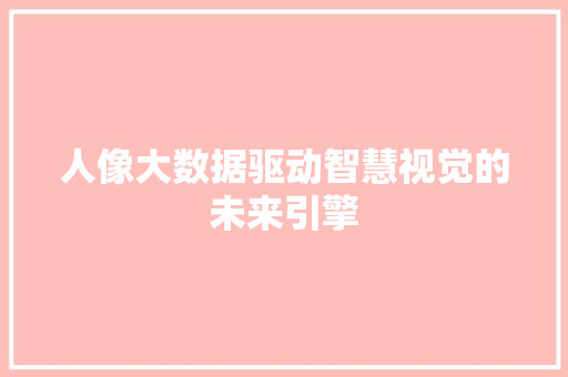 人像大数据驱动智慧视觉的未来引擎  第1张