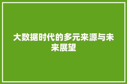 大数据时代的多元来源与未来展望