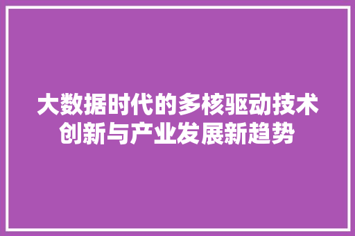 大数据时代的多核驱动技术创新与产业发展新趋势  第1张