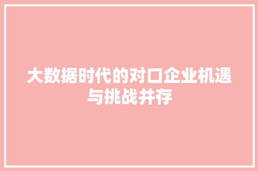 大数据时代的对口企业机遇与挑战并存  第1张