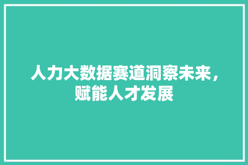 人力大数据赛道洞察未来，赋能人才发展  第1张