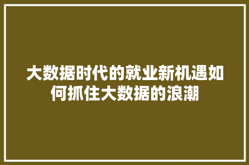 大数据时代的就业新机遇如何抓住大数据的浪潮