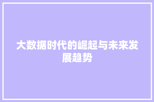 大数据时代的崛起与未来发展趋势  第1张