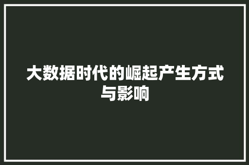 大数据时代的崛起产生方式与影响