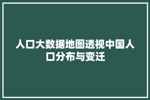 人口大数据地图透视中国人口分布与变迁
