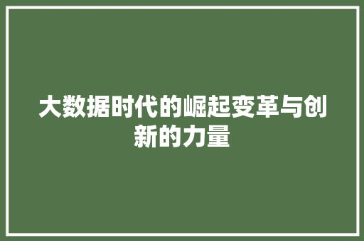 大数据时代的崛起变革与创新的力量  第1张