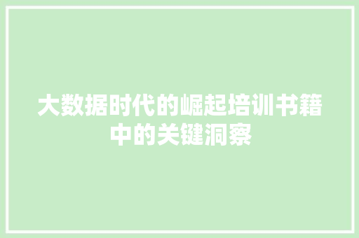 大数据时代的崛起培训书籍中的关键洞察  第1张