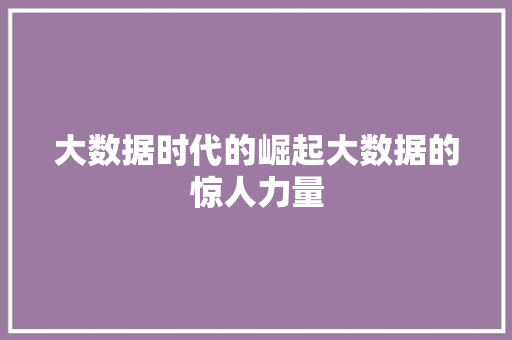 大数据时代的崛起大数据的惊人力量  第1张