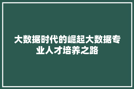 大数据时代的崛起大数据专业人才培养之路  第1张
