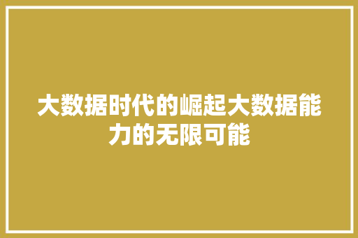 大数据时代的崛起大数据能力的无限可能  第1张