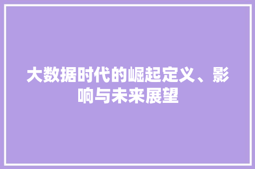 大数据时代的崛起定义、影响与未来展望  第1张