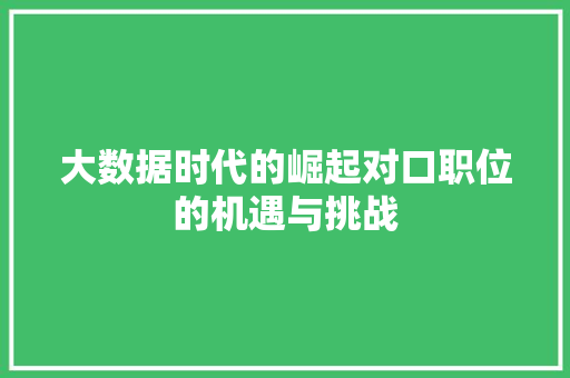 大数据时代的崛起对口职位的机遇与挑战  第1张