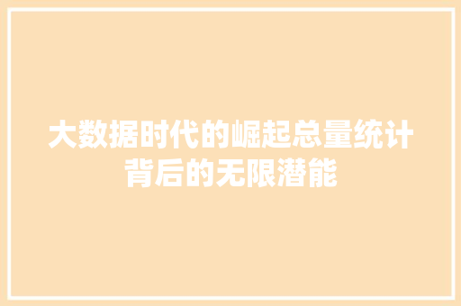 大数据时代的崛起总量统计背后的无限潜能