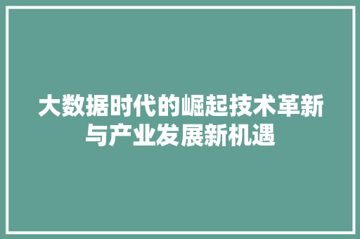 大数据时代的崛起技术革新与产业发展新机遇  第1张