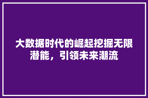 大数据时代的崛起挖掘无限潜能，引领未来潮流  第1张
