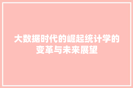 大数据时代的崛起统计学的变革与未来展望